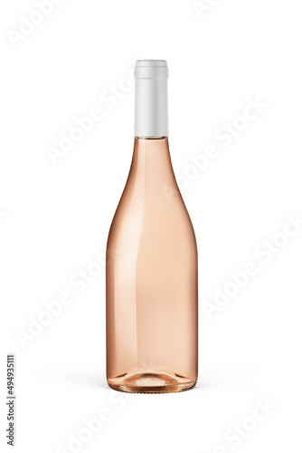 A bottle of rosé wine isolated on a neutral background for mockup presentation projects.