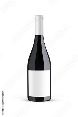 A bottle of red wine isolated on a neutral background for mockup presentation projects.