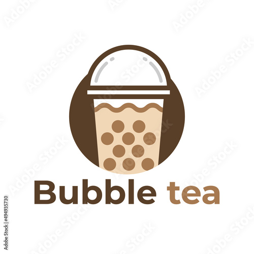 Bubble tea related vector logo template design.