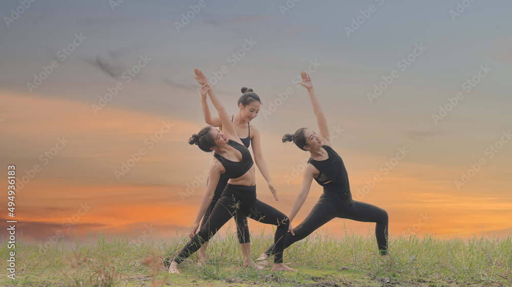 woman practicing yoga Concepts of fitness, sports, training and lifestyle. woman practicing yoga Concepts of fitness, sports, training and lifestyle.