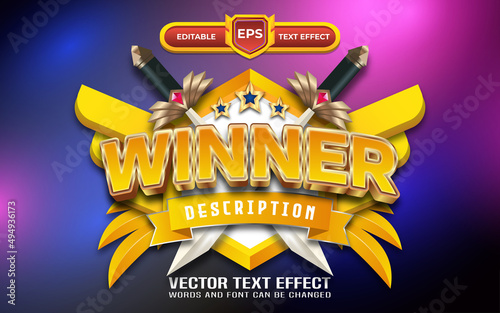 Winner 3d game logo editable text effect