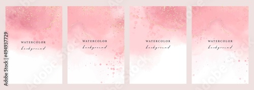 Set of vector watercolor universal backgrounds with copy space for text. Design for social media, card, invitation, brochure, cover.