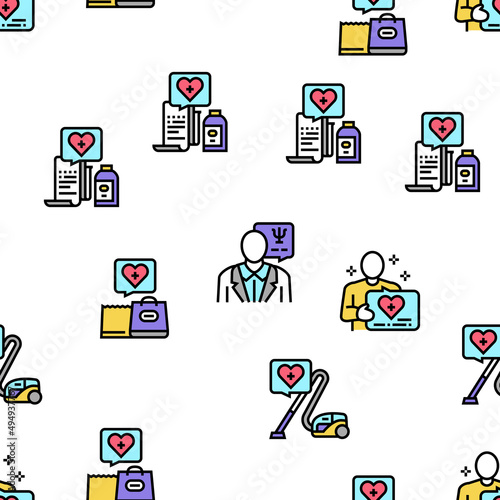 Homecare Services Vector Seamless Pattern Thin Line Illustration