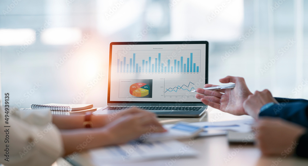 Group of Business Consulting meeting discussing and brainstorming new business project finance investment concept. Group of Business Consulting meeting discussing and brainstorming new business project finance investment concept.