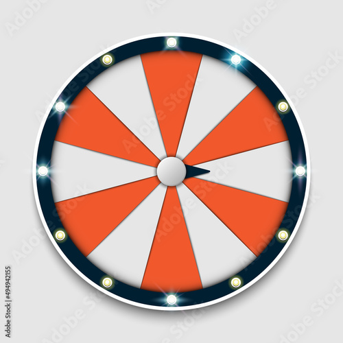 Empty spinning fortune wheel, lucky roulette, online promotion events, vector illustration
