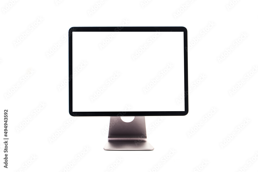 A tablet is placed on a white background A tablet is placed on a white background