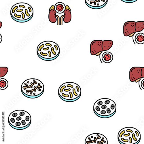 Bacteria Infection Vector Seamless Pattern Thin Line Illustration