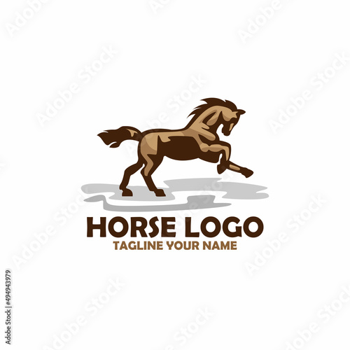 horse running illustration design logo vector