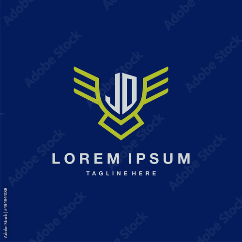 JO initial monogram logo for creative eagle line image vector design