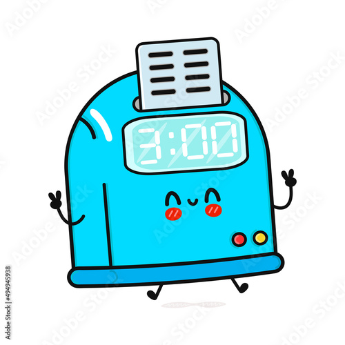 Cute funny punch clock character. Vector hand drawn cartoon kawaii character illustration icon. Isolated on white background. Punch clock character concept