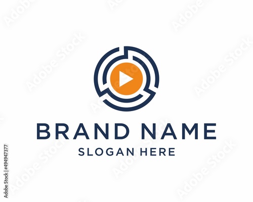 Loop Video Logo Design Template, cinema video vector, play butom vector photo