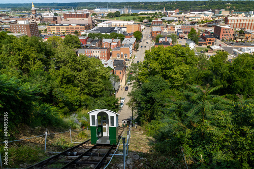 View of fenelon place elevator on a sunny day in Dubuque city, Iowa, United States photo