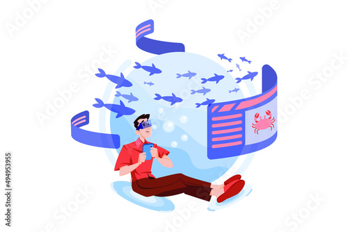 Man experiencing virtual sea tour in the metaverse