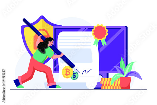 Smart Contract illustration concept. Flat illustration isolated on white background
