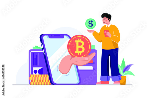 Cryptocurrency exchange illustration concept