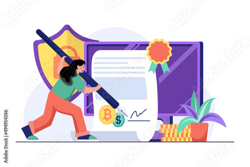 Smart Contract illustration concept. Flat illustration isolated on white background