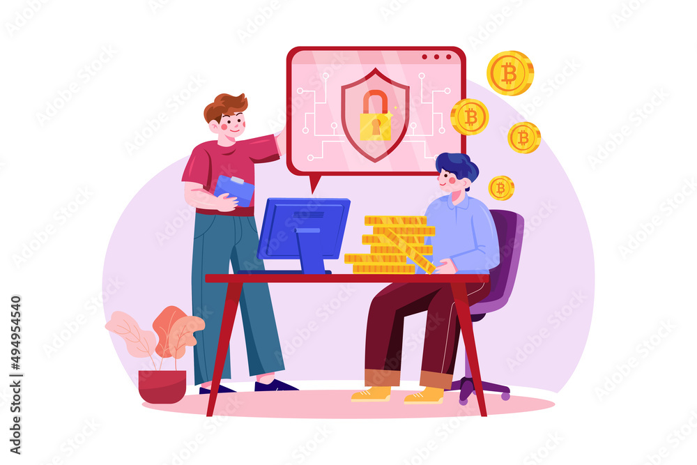 Crypto Protection illustration concept Crypto Protection illustration concept
