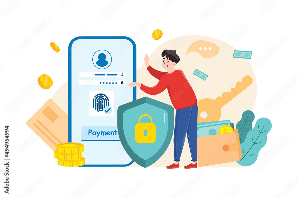 Payment Security illustration concept. Flat illustration isolated on white background Payment Security illustration concept. Flat illustration isolated on white background