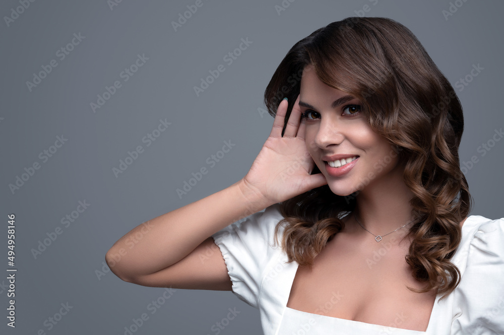 Beautiful woman with clear skin. SPA concept. Natural beauty. Stylish model Beautiful woman with clear skin. SPA concept. Natural beauty. Stylish model