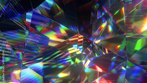 Canvas Print Diamond facets abstract diffraction background 3D render