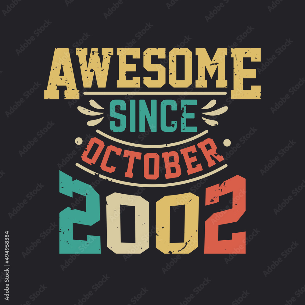 Awesome Since October 2002. Born in October 2002 Retro Vintage Birthday