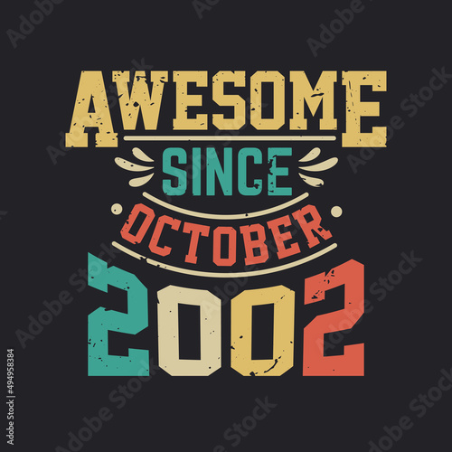 Awesome Since October 2002. Born in October 2002 Retro Vintage Birthday