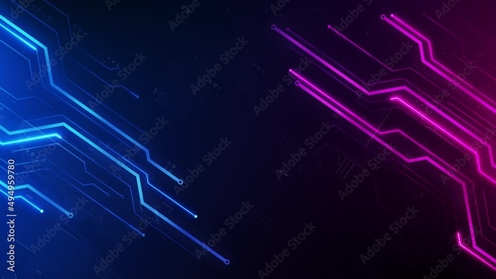 Electronics background circuit lines animation. Abstract technology motion. Digital data flow in a cyberspace. Seamless loop.