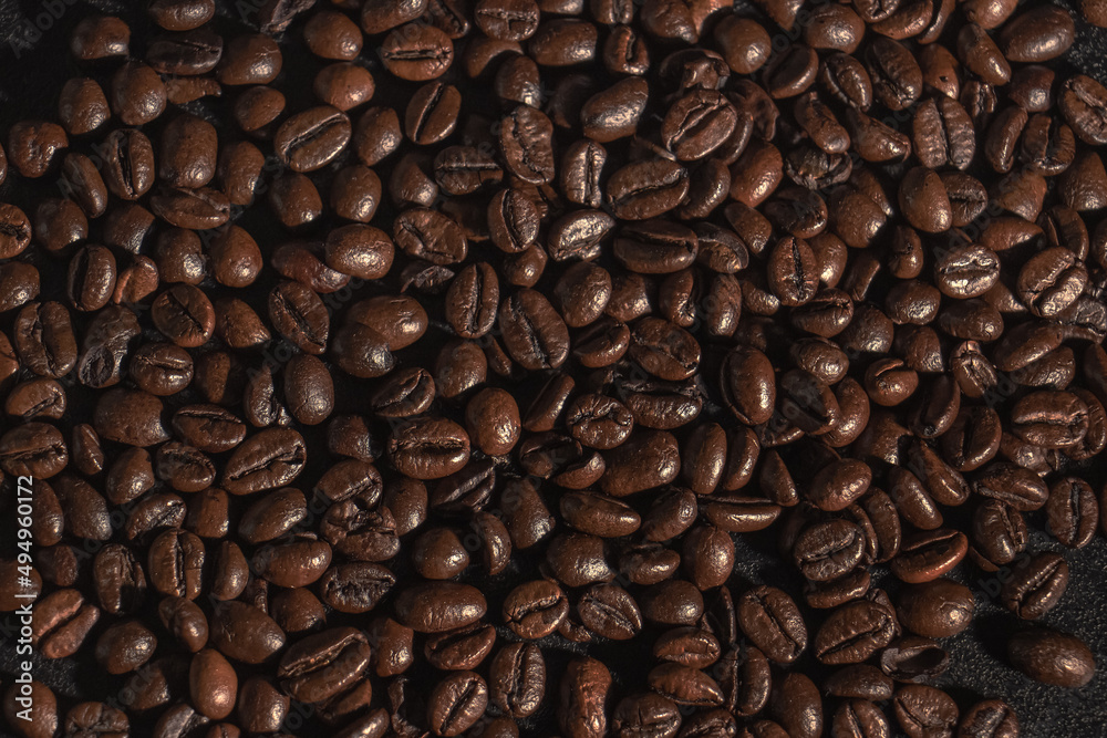 Fototapeta premium Many coffee beans, background with coffee beans