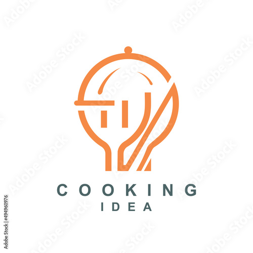 Restaurant logo, with close the serving, fork, and knife icon