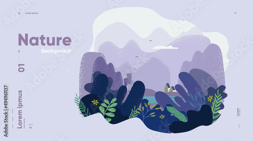 Nature and landscape. Background vector illustration. Picture for a poster, postcard or cover.