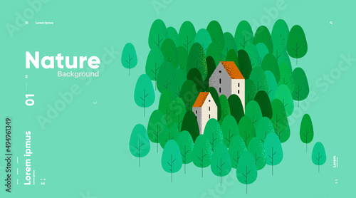 Nature and landscape. Background vector illustration. Picture for a poster, postcard or cover.