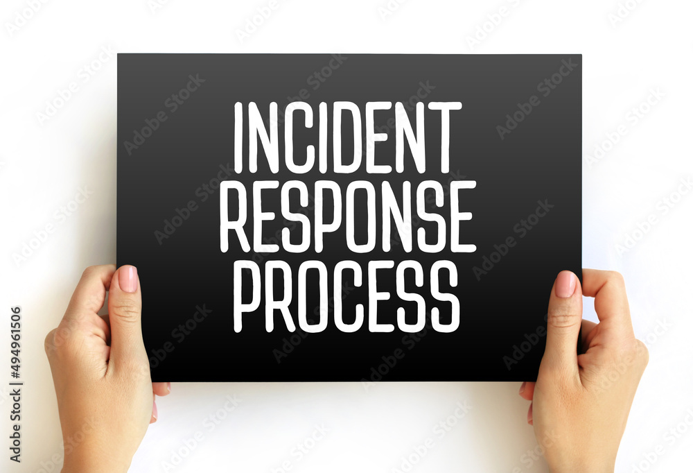 Incident response process - collection of procedures aimed at identifying, investigating and responding to potential security incidents, text on card Incident response process - collection of procedures aimed at identifying, investigating and responding to potential security incidents, text on card