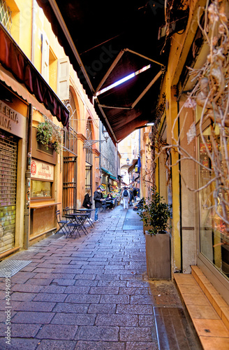 Fototapeta Naklejka Na Ścianę i Meble -  Bologna old town - view of a street scene - Bologna, Italy