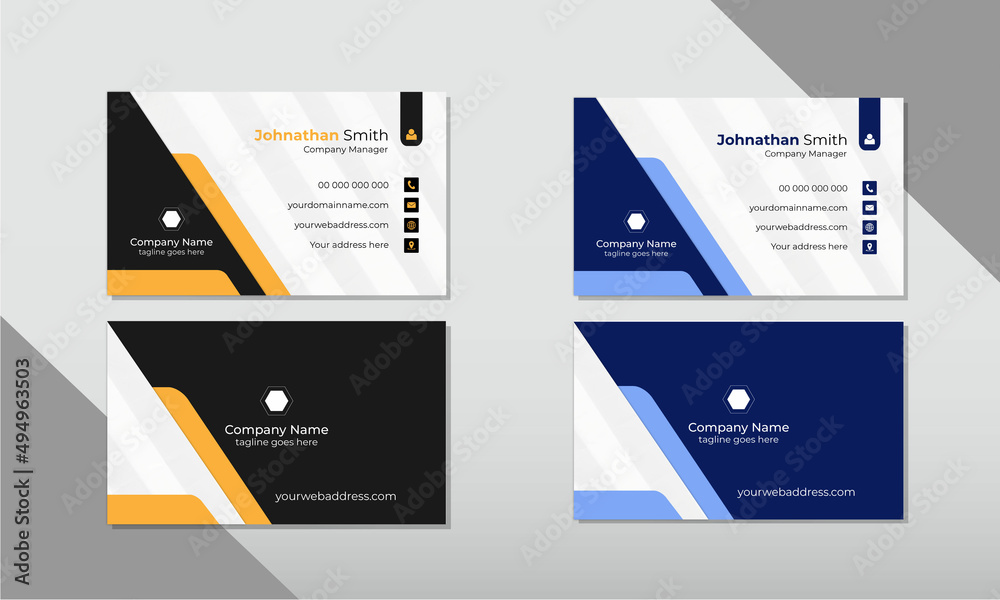 Professional business card design, double sided business card design template