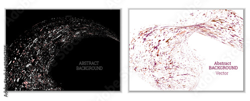 Multicolored paint splashes, smears, dust particles and debris are carried by the wind. A set of two templates. Design template for the design of banners, posters, booklets, covers, magazines. EPS 10