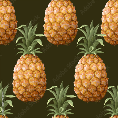Seamless pattern with pineapples. Vector trendy print.