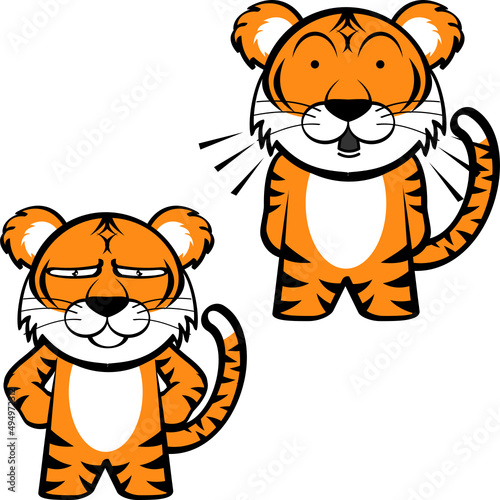 little tiger cartoon kawaii expression set collection in vector format