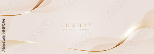 Abstract luxury gold background. Modern golden line wave design template. Premium soft cream with elegant geometric banner vector illustration