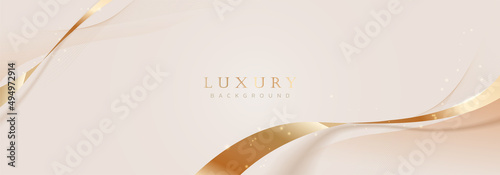 Abstract luxury gold background. Modern golden line wave design template. Premium soft cream with elegant geometric banner vector illustration