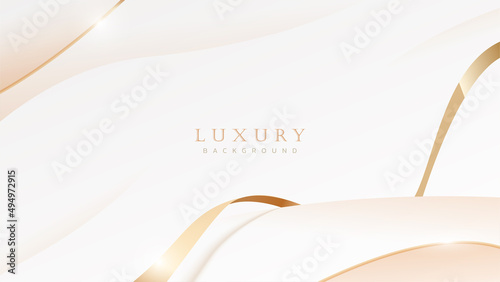 Abstract luxury gold background. Modern golden line wave design template. Premium soft cream with elegant geometric banner vector illustration