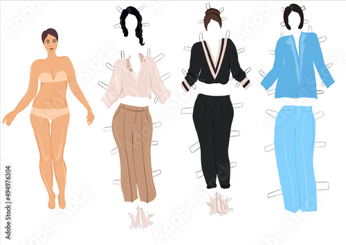 set of fashion clothes, paper doll photo