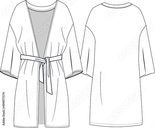illustration of a caftan , fashion drawing clothes technical drawing photo