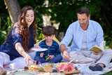 Its the perfect day for a picnic in the park. Shot of a family having a picnic in the park.