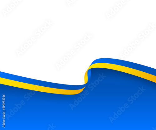 Ribbon yellow with blue, Ukrainian flag with a blue background. Vector