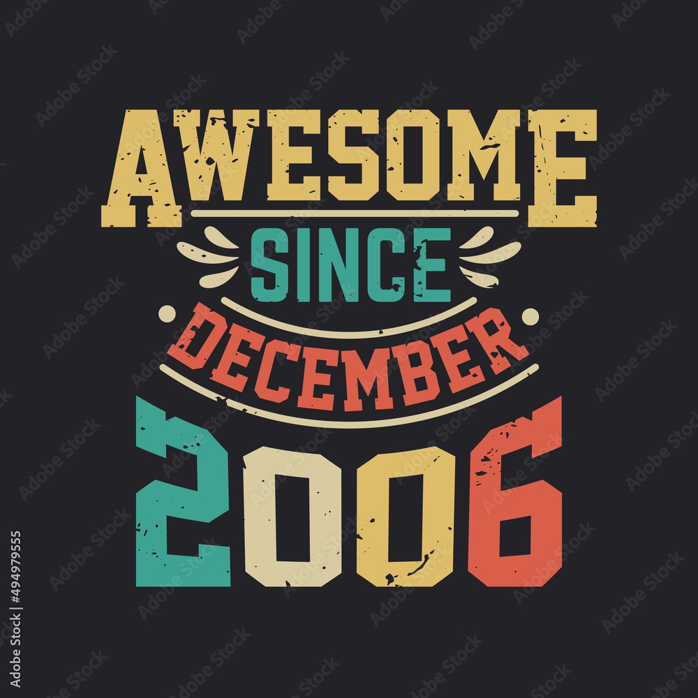 Awesome Since December 2006. Born in December 2006 Retro Vintage Birthday