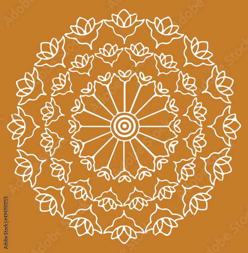 Drawing or sketch of colorful Mandala or Rangoli outline editable illustration photo