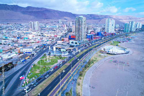 Landscape of modern buildings and roads in Iquique, Chile photo