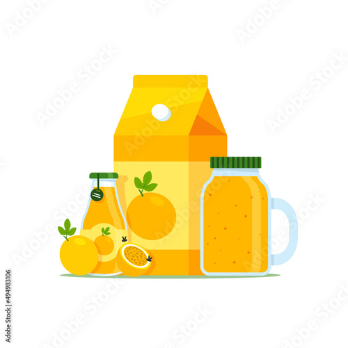 Passion Fruit Beverage in Can,Plastic Cup and Glass Cup Isolated on White Background,Juice and Smoothie