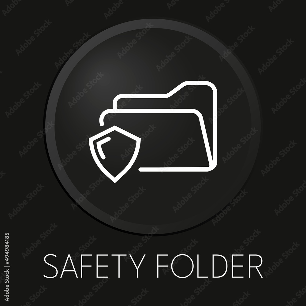 Safety folder minimal vector line icon on 3D button isolated on black background. Premium Vector. Safety folder minimal vector line icon on 3D button isolated on black background. Premium Vector.