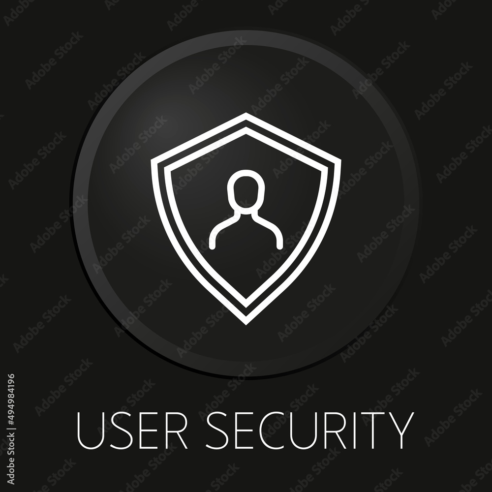 User security minimal vector line icon on 3D button isolated on black background. Premium Vector. User security minimal vector line icon on 3D button isolated on black background. Premium Vector.